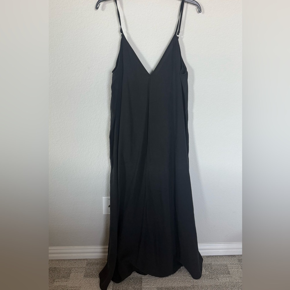 Zara Black Flowy Slip Maxi Dress